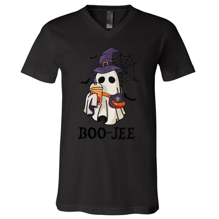 BooJee Halloween Spooky Season Cute Ghost Boujee Boogee V-Neck T-Shirt