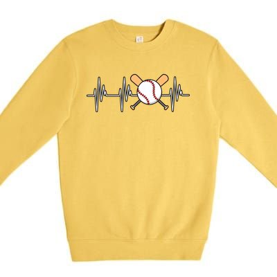 Baseball Heartbeat Sports Player Lover Coach Graphic Gift Premium Crewneck Sweatshirt