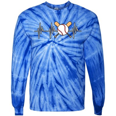 Baseball Heartbeat Sports Player Lover Coach Graphic Gift Tie-Dye Long Sleeve Shirt