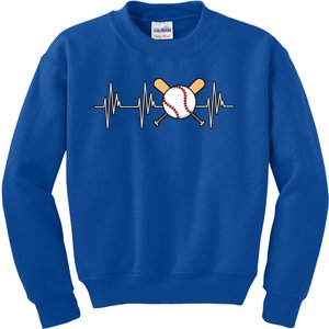 Baseball Heartbeat Sports Player Lover Coach Graphic Gift Kids Sweatshirt