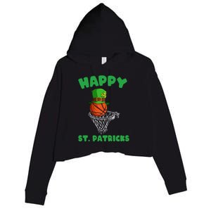 Basketball Happy St Patrick's Day Cute Gift Crop Fleece Hoodie