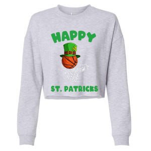 Basketball Happy St Patrick's Day Cute Gift Cropped Pullover Crew