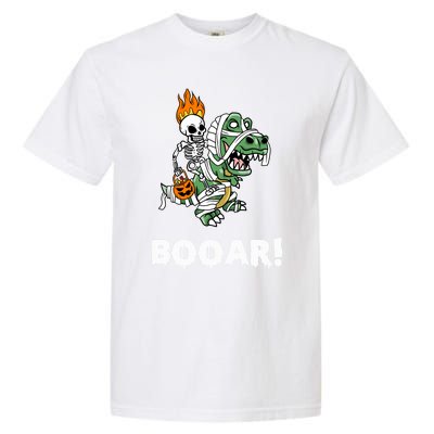 Booar Halloween Skeleton Dino TRex Halloween Dinosaur Gift Garment-Dyed Heavyweight T-Shirt