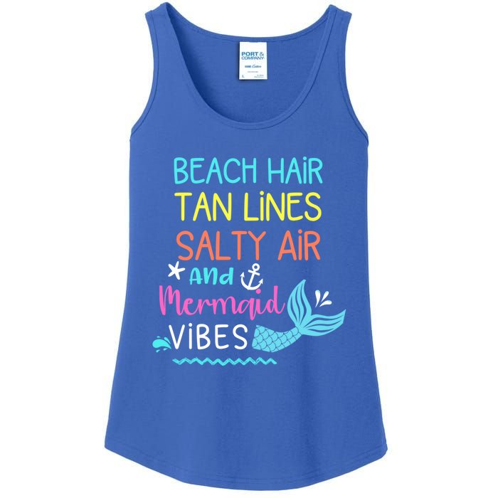 Beach Hair Tan Lines Salty Air Mermaid Vibes Gift Ladies Essential Tank