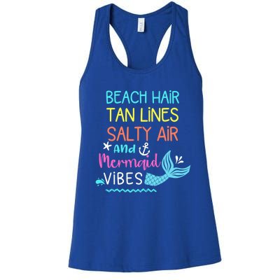 Beach Hair Tan Lines Salty Air Mermaid Vibes Gift Women's Racerback Tank