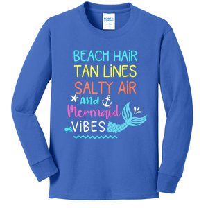 Beach Hair Tan Lines Salty Air Mermaid Vibes Gift Kids Long Sleeve Shirt