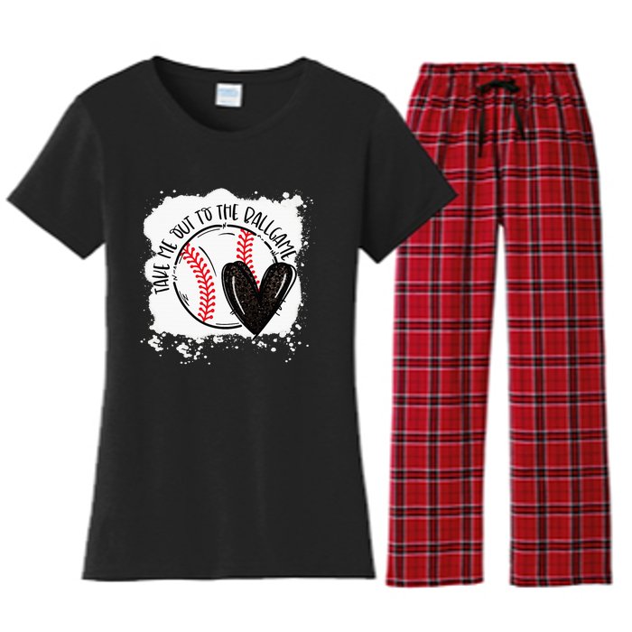 Ball Heart Take Me Out To Ball Game Ball Season .Png Women's Flannel Pajama Set