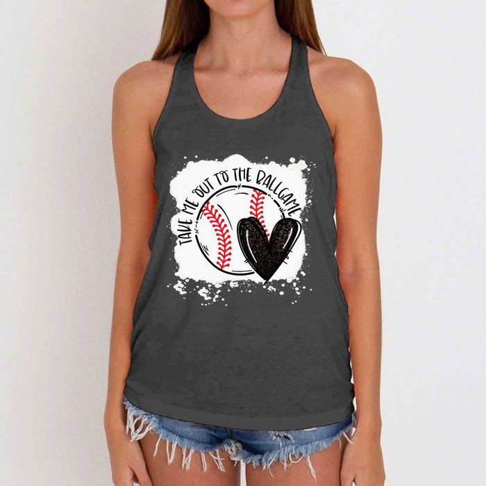 Ball Heart Take Me Out To Ball Game Ball Season .Png Women's Knotted Racerback Tank