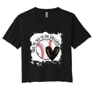 Ball Heart Take Me Out To Ball Game Ball Season .Png Women's Crop Top Tee