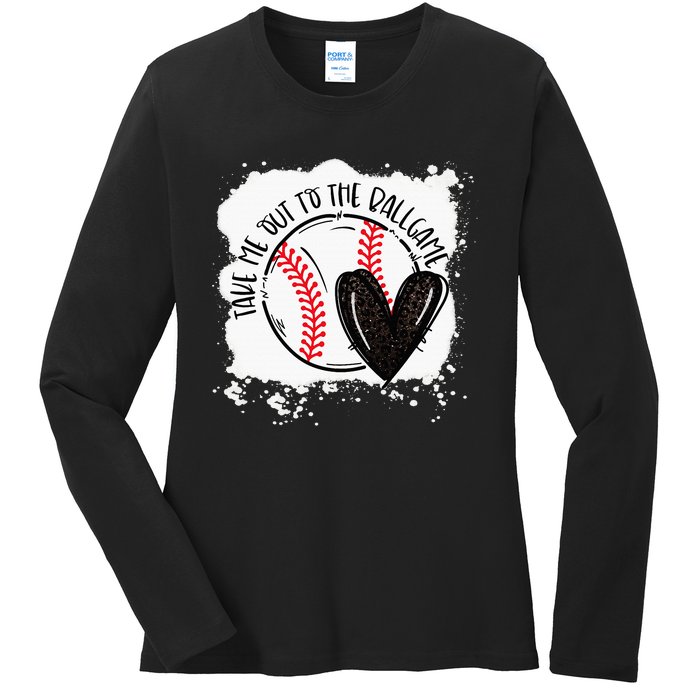 Ball Heart Take Me Out To Ball Game Ball Season .Png Ladies Long Sleeve Shirt