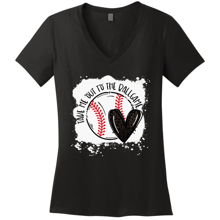 Ball Heart Take Me Out To Ball Game Ball Season .Png Women's V-Neck T-Shirt