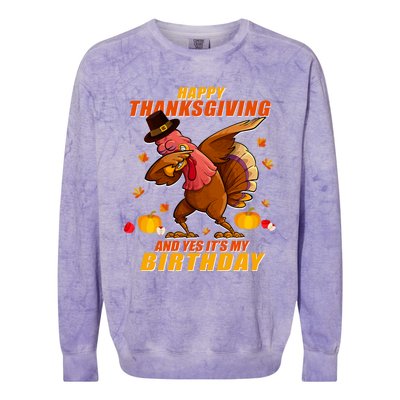 Birthday Happy Thanksgiving Dabbing Turkey Dab Gift Colorblast Crewneck Sweatshirt