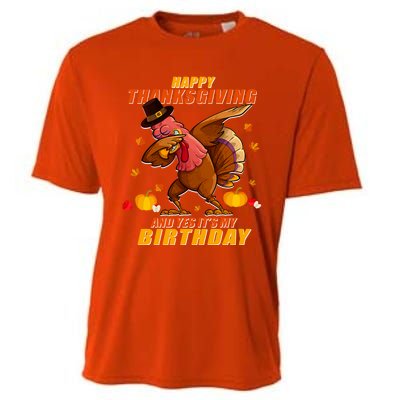 Birthday Happy Thanksgiving Dabbing Turkey Dab Gift Cooling Performance Crew T-Shirt