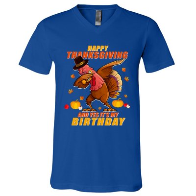 Birthday Happy Thanksgiving Dabbing Turkey Dab Gift V-Neck T-Shirt