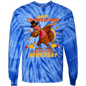 Birthday Happy Thanksgiving Dabbing Turkey Dab Gift Tie-Dye Long Sleeve Shirt