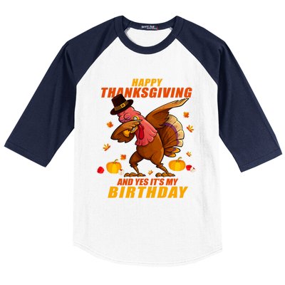 Birthday Happy Thanksgiving Dabbing Turkey Dab Gift Baseball Sleeve Shirt