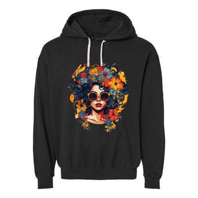 Black History T Shrits For Wo Afro Flower Hair Juneteenth Garment-Dyed Fleece Hoodie