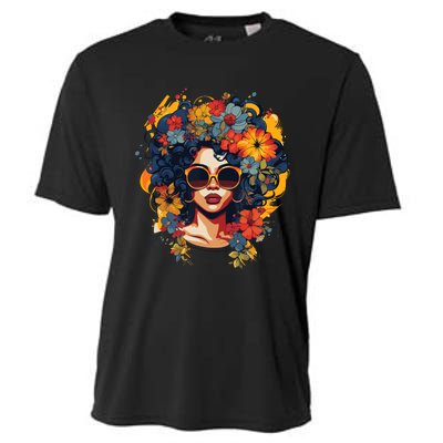 Black History T Shrits For Wo Afro Flower Hair Juneteenth Cooling Performance Crew T-Shirt