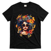 Black History T Shrits For Wo Afro Flower Hair Juneteenth T-Shirt