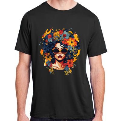 Black History T Shrits For Wo Afro Flower Hair Juneteenth Adult ChromaSoft Performance T-Shirt