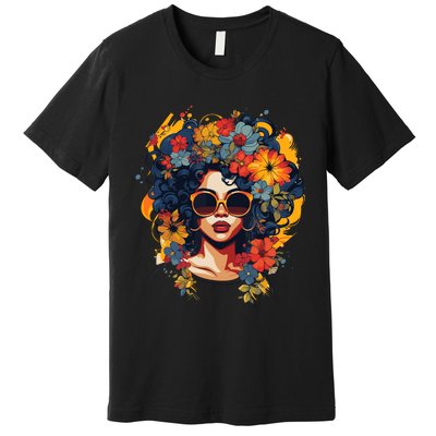 Black History T Shrits For Wo Afro Flower Hair Juneteenth Premium T-Shirt