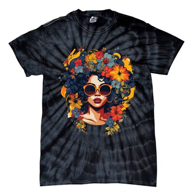 Black History T Shrits For Wo Afro Flower Hair Juneteenth Tie-Dye T-Shirt