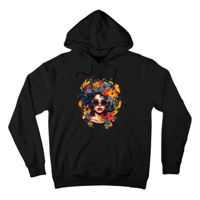 Black History T Shrits For Wo Afro Flower Hair Juneteenth Tall Hoodie