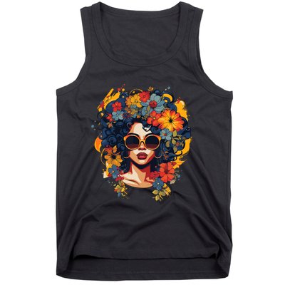 Black History T Shrits For Wo Afro Flower Hair Juneteenth Tank Top