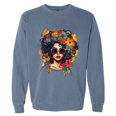 Black History T Shrits For Wo Afro Flower Hair Juneteenth Garment-Dyed Sweatshirt