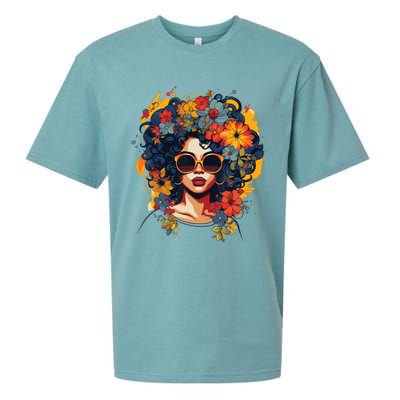 Black History T Shrits For Wo Afro Flower Hair Juneteenth Sueded Cloud Jersey T-Shirt