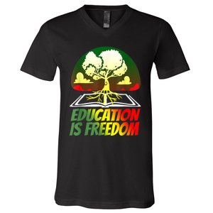 Black History T Shirts For Women Men Education Is Freedom V-Neck T-Shirt