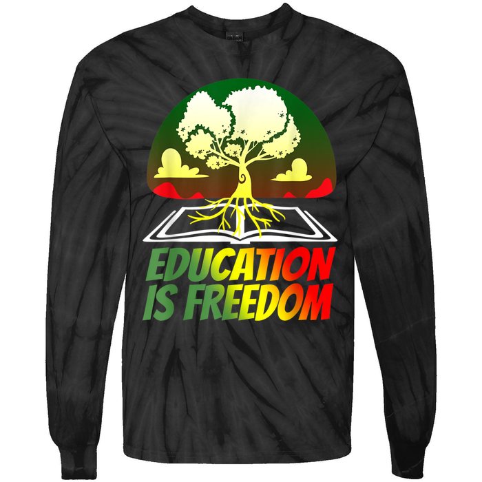 Black History T Shirts For Women Men Education Is Freedom Tie-Dye Long Sleeve Shirt