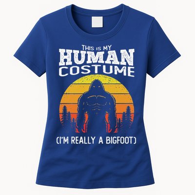 Bigfoot Halloween This Is My Human Costume Im A Bigfoot Womens T-Shirt