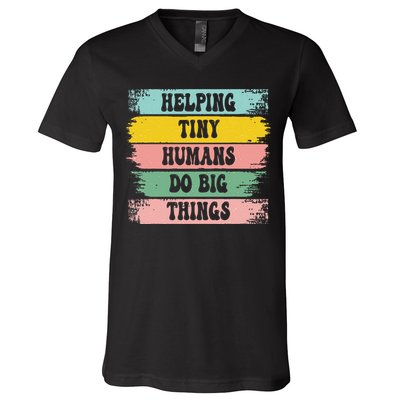 Brushstroke Helping Tiny Humans Do Big Things Speed Teacher V-Neck T-Shirt