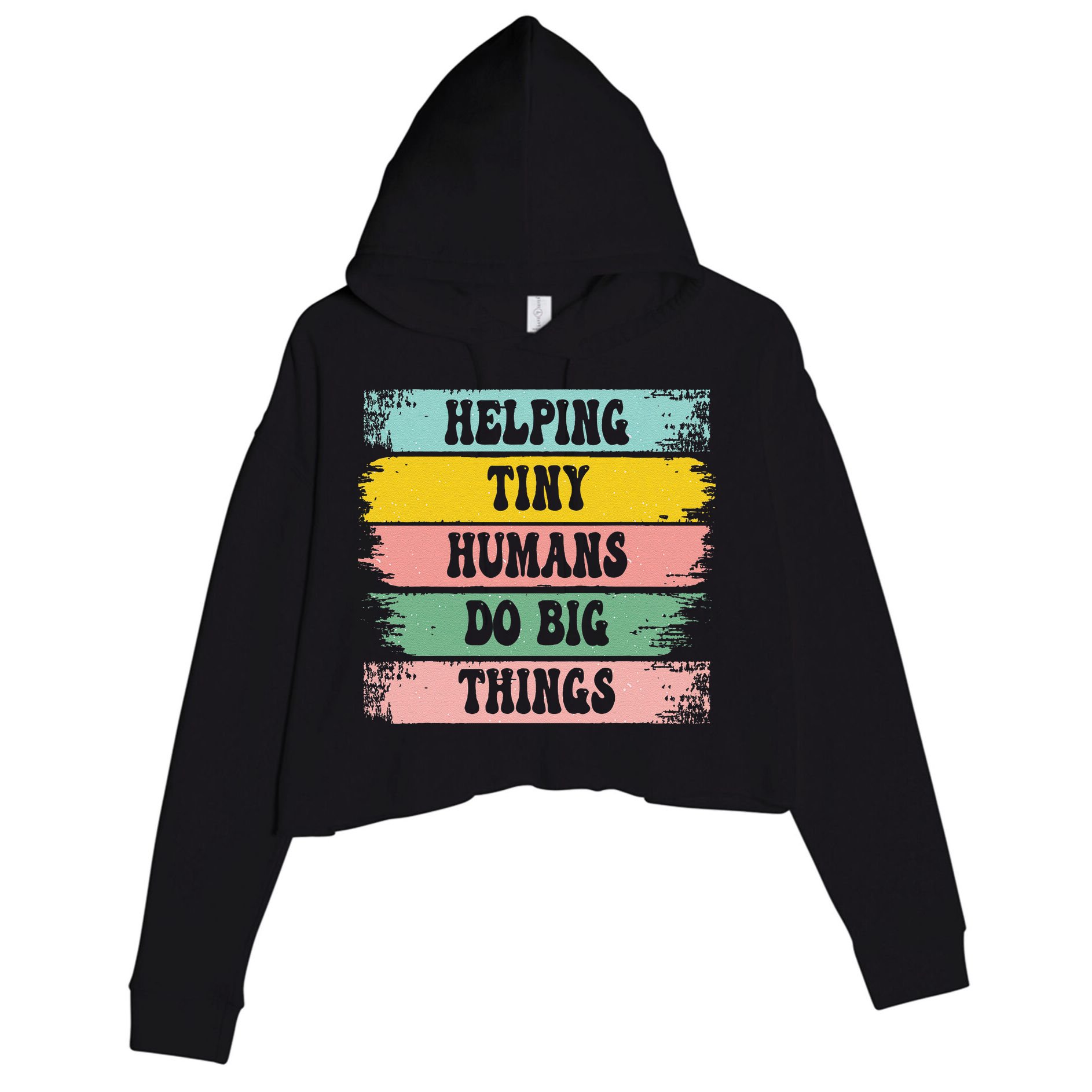 Brushstroke Helping Tiny Humans Do Big Things Speed Teacher Crop Fleece Hoodie