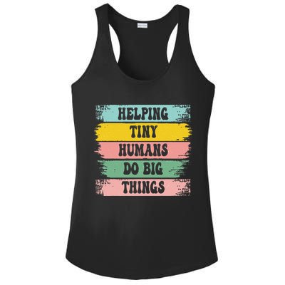 Brushstroke Helping Tiny Humans Do Big Things Speed Teacher Ladies PosiCharge Competitor Racerback Tank