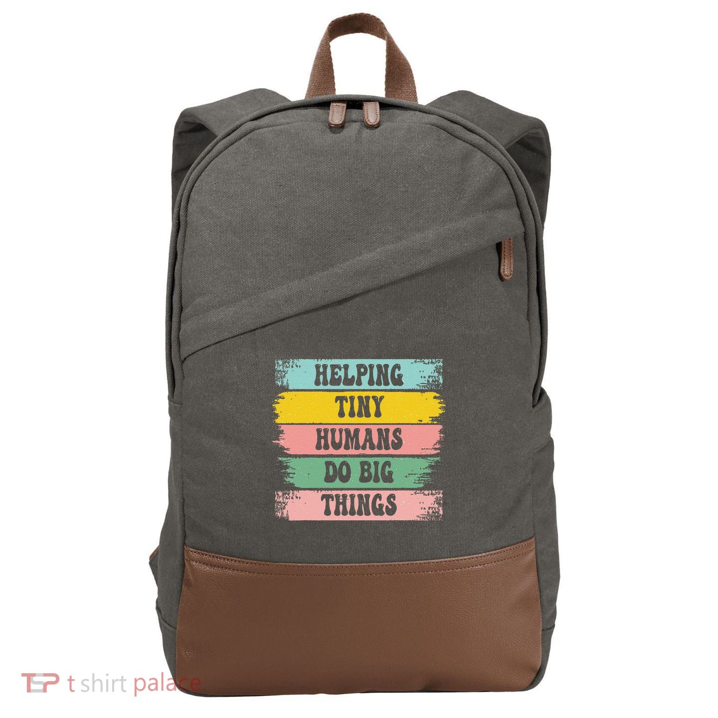Brushstroke Helping Tiny Humans Do Big Things Speed Teacher Cotton Canvas Backpack