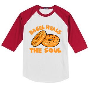 Bagel Heals The Soul Funny Baking Lovers Costume Funny Gift Kids Colorblock Raglan Jersey