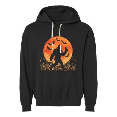 Bigfoot Halloween Trick Or Treat Rock On Sasquatch Graphic Garment-Dyed Fleece Hoodie