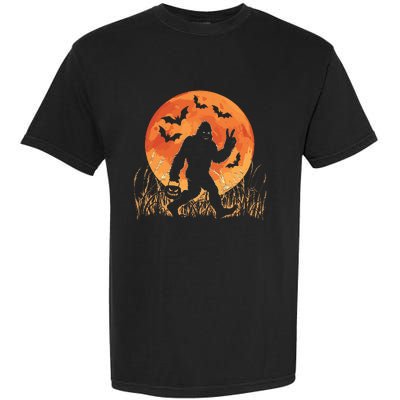 Bigfoot Halloween Trick Or Treat Rock On Sasquatch Graphic Garment-Dyed Heavyweight T-Shirt