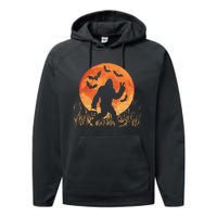 Bigfoot Halloween Trick Or Treat Rock On Sasquatch Graphic Performance Fleece Hoodie