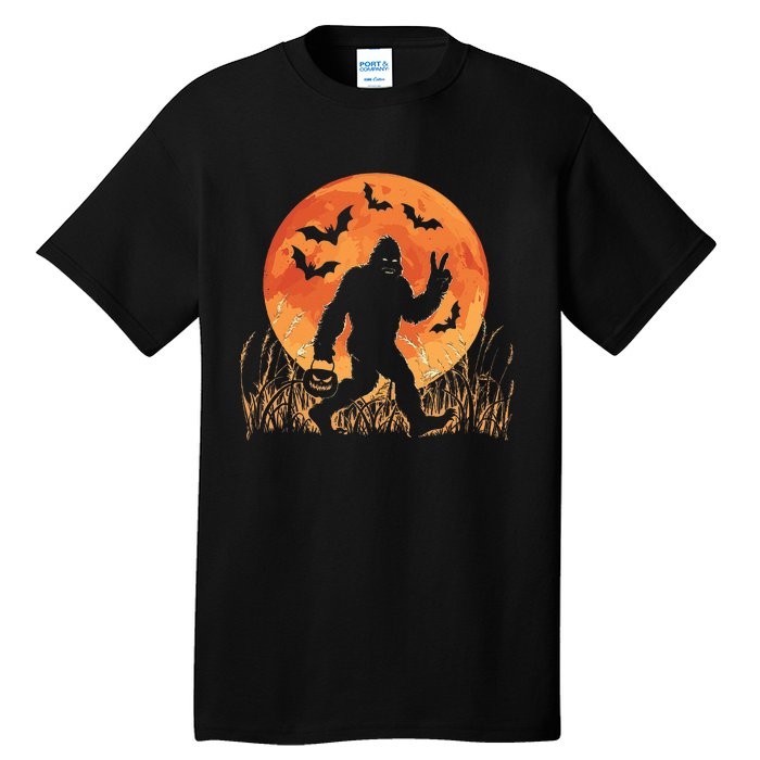 Bigfoot Halloween Trick Or Treat Rock On Sasquatch Graphic Tall T-Shirt