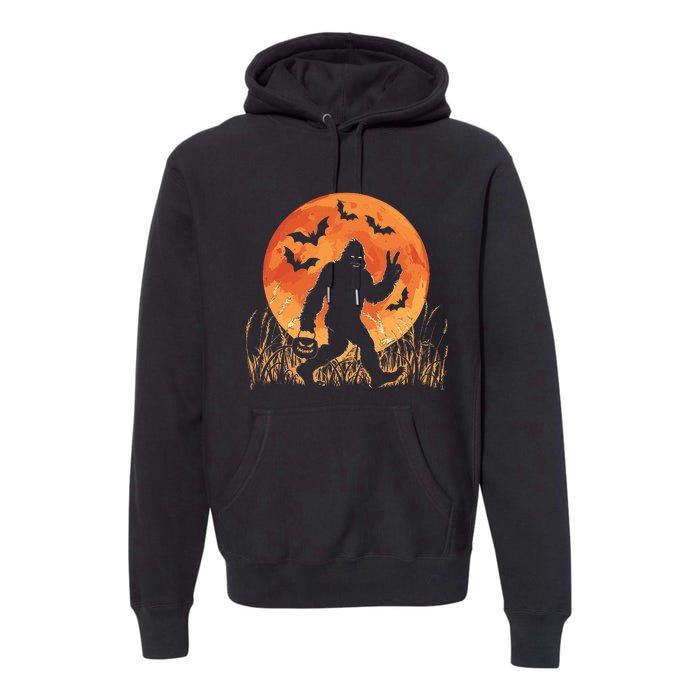 Bigfoot Halloween Trick Or Treat Rock On Sasquatch Graphic Premium Hoodie