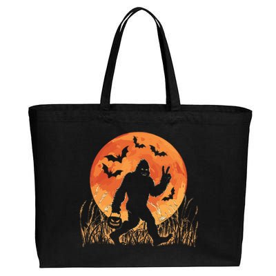 Bigfoot Halloween Trick Or Treat Rock On Sasquatch Graphic Cotton Canvas Jumbo Tote