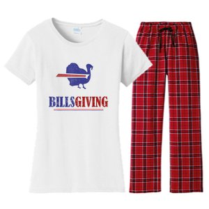 Billsgiving Happy Thanksgiving Chicken American Football Women's Flannel Pajama Set