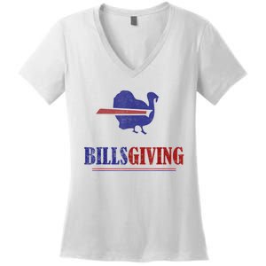 Billsgiving Happy Thanksgiving Chicken American Football Women's V-Neck T-Shirt