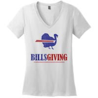 Billsgiving Happy Thanksgiving Chicken American Football Women's V-Neck T-Shirt