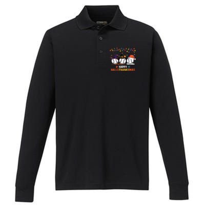 Baseball Halloween Thanksgiving Christmas Hallothanksmas Performance Long Sleeve Polo