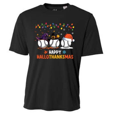 Baseball Halloween Thanksgiving Christmas Hallothanksmas Cooling Performance Crew T-Shirt