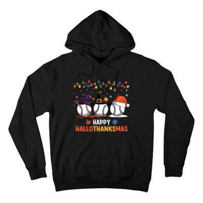 Baseball Halloween Thanksgiving Christmas Hallothanksmas Hoodie